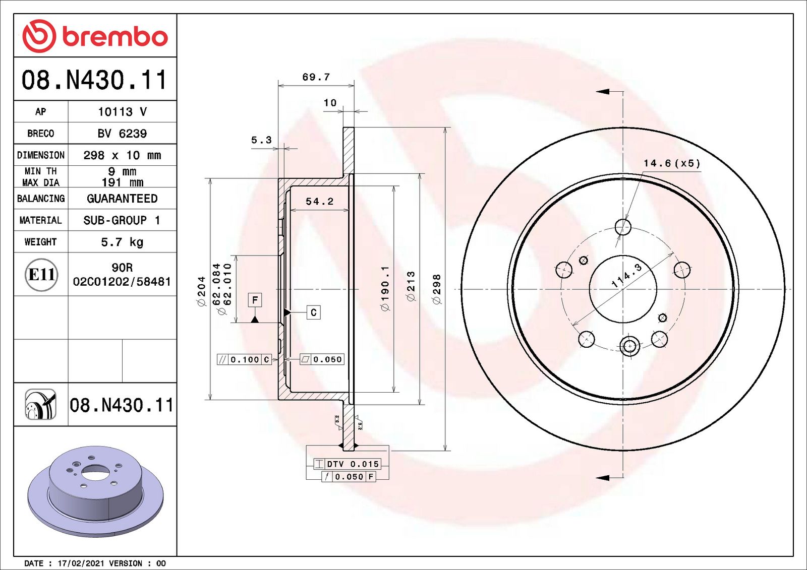 PRIME UV Coated Rear Disc Brake Rotor - 08.N430.11_06