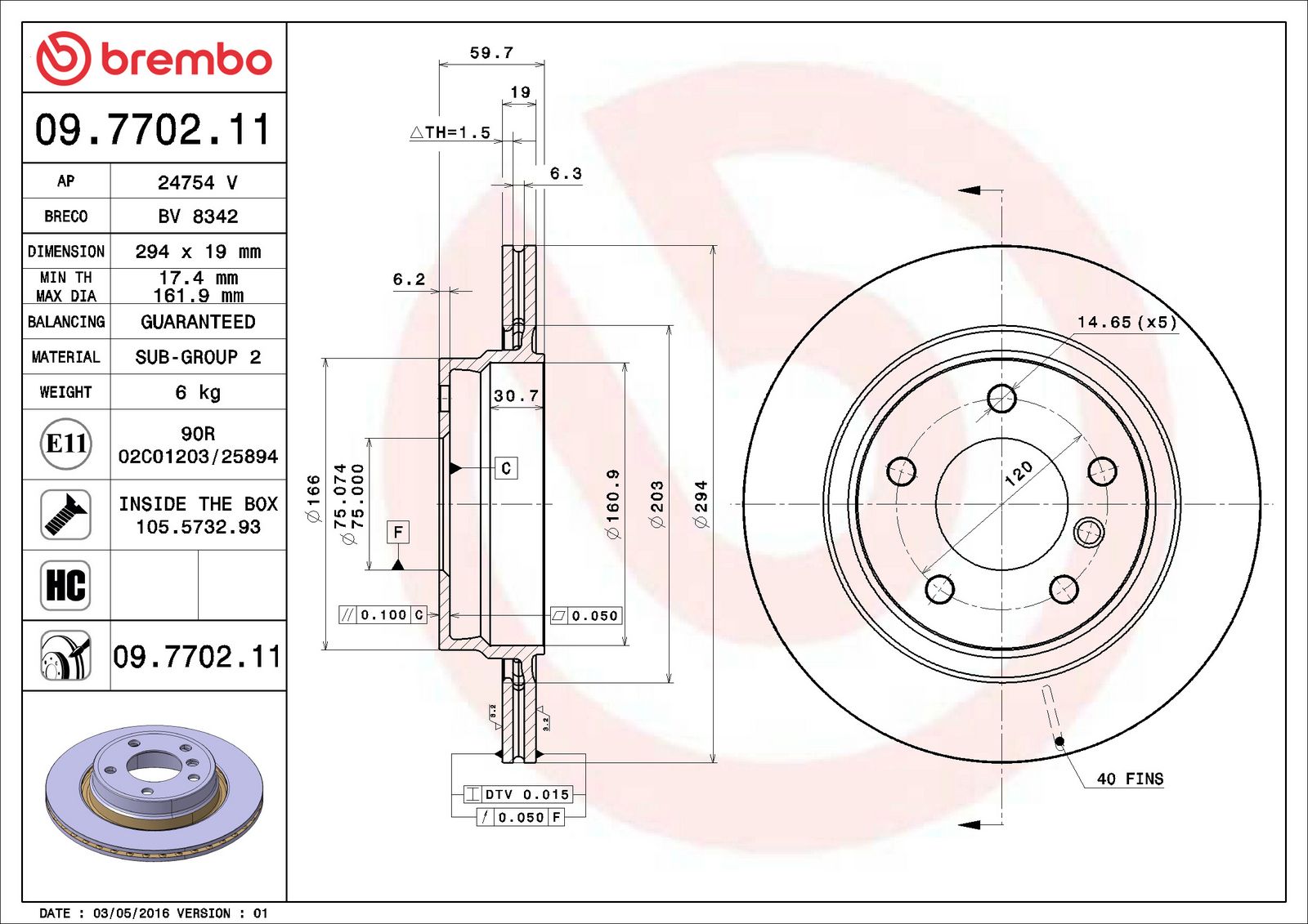 PRIME UV Coated Rear Disc Brake Rotor - 09.7702.11_06