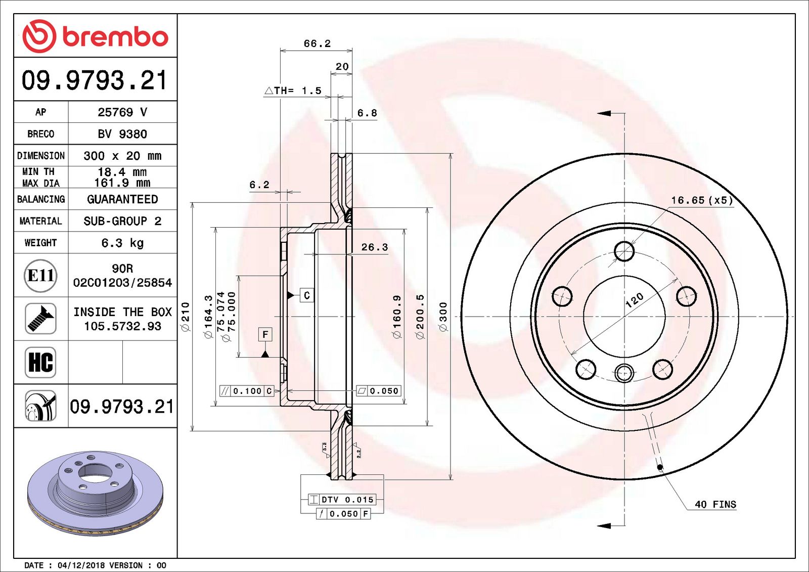 PRIME UV Coated Rear Disc Brake Rotor - 09.9793.21_06