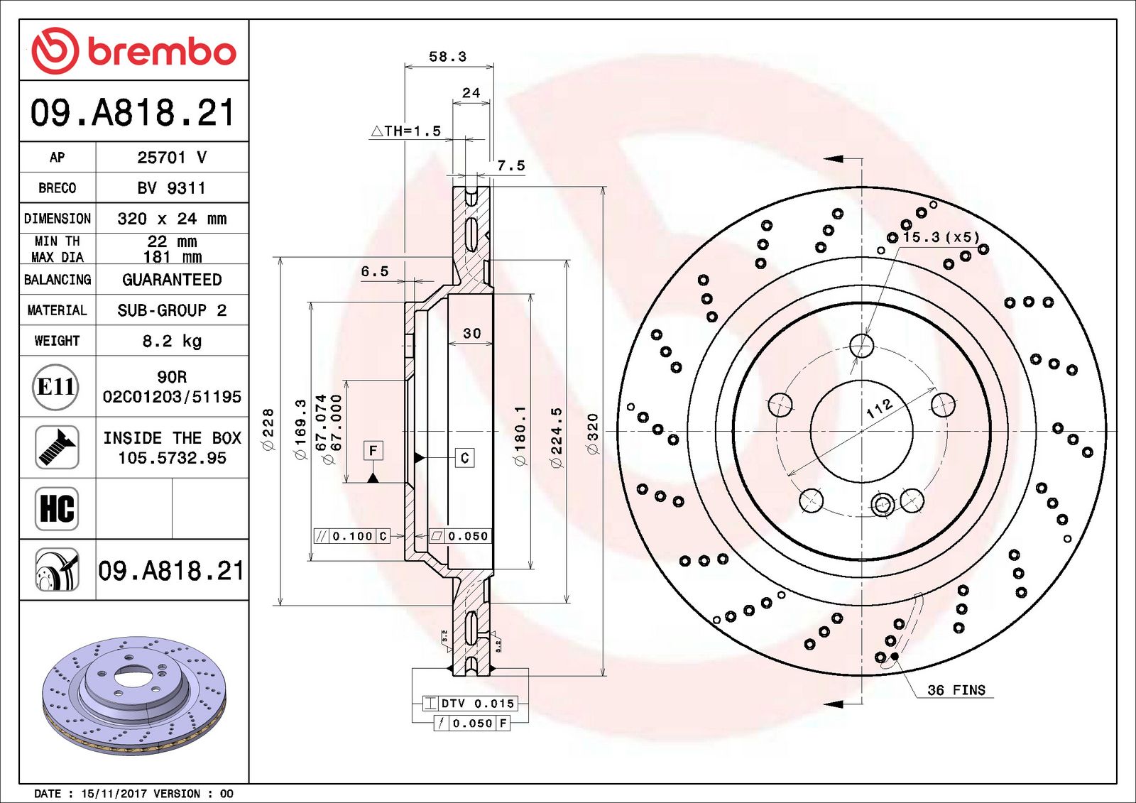 PRIME UV Coated Rear Disc Brake Rotor - 09.A818.21_06