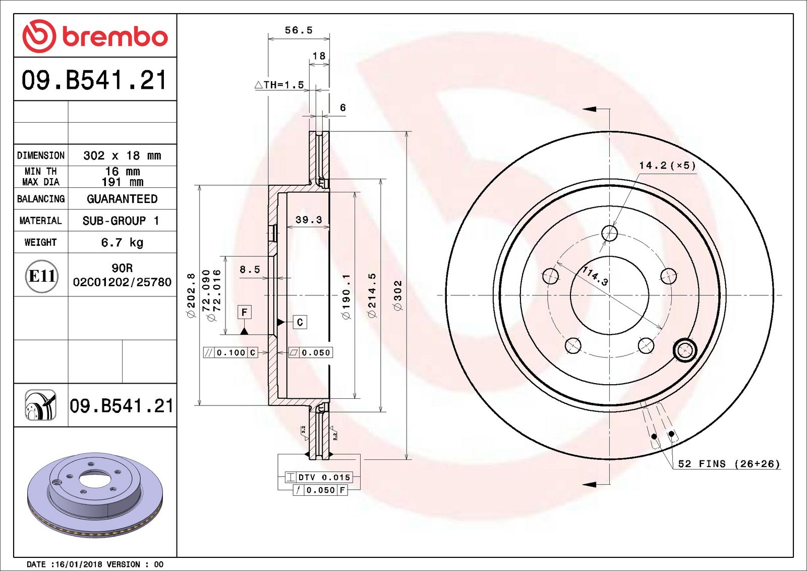 PRIME UV Coated Rear Disc Brake Rotor - 09.B541.21_06