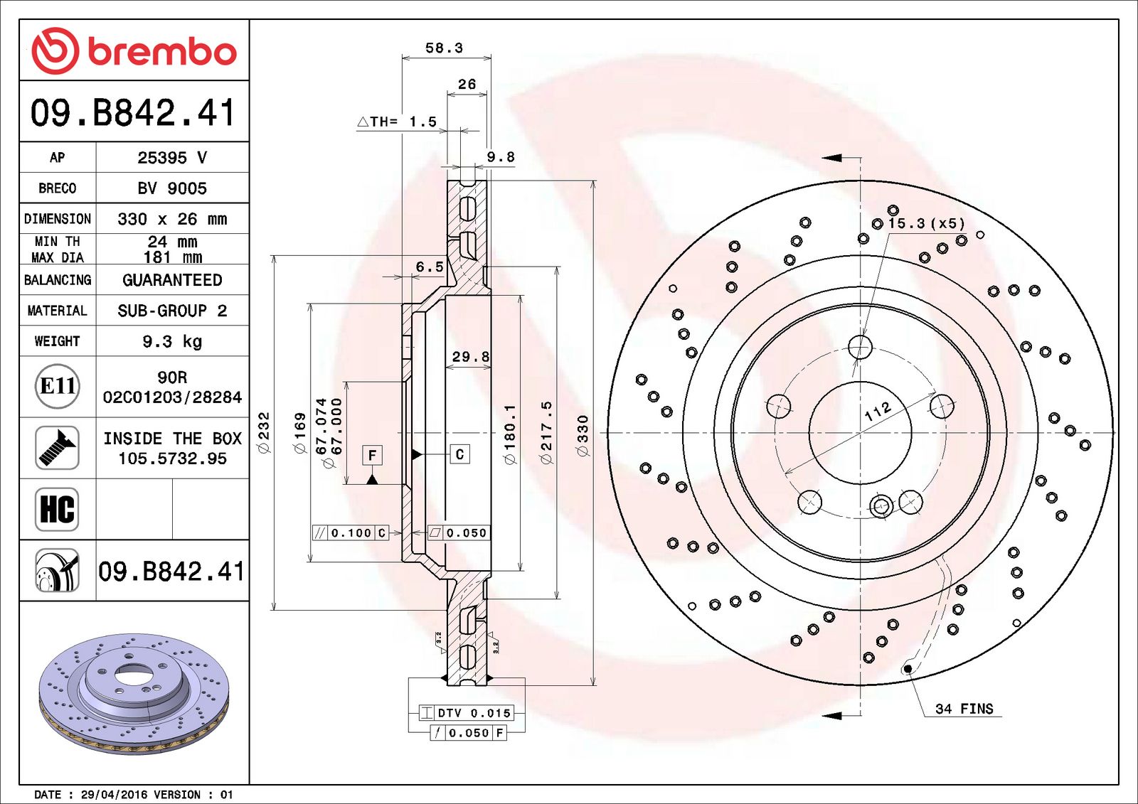 PRIME UV Coated Rear Disc Brake Rotor - 09.B842.41_06