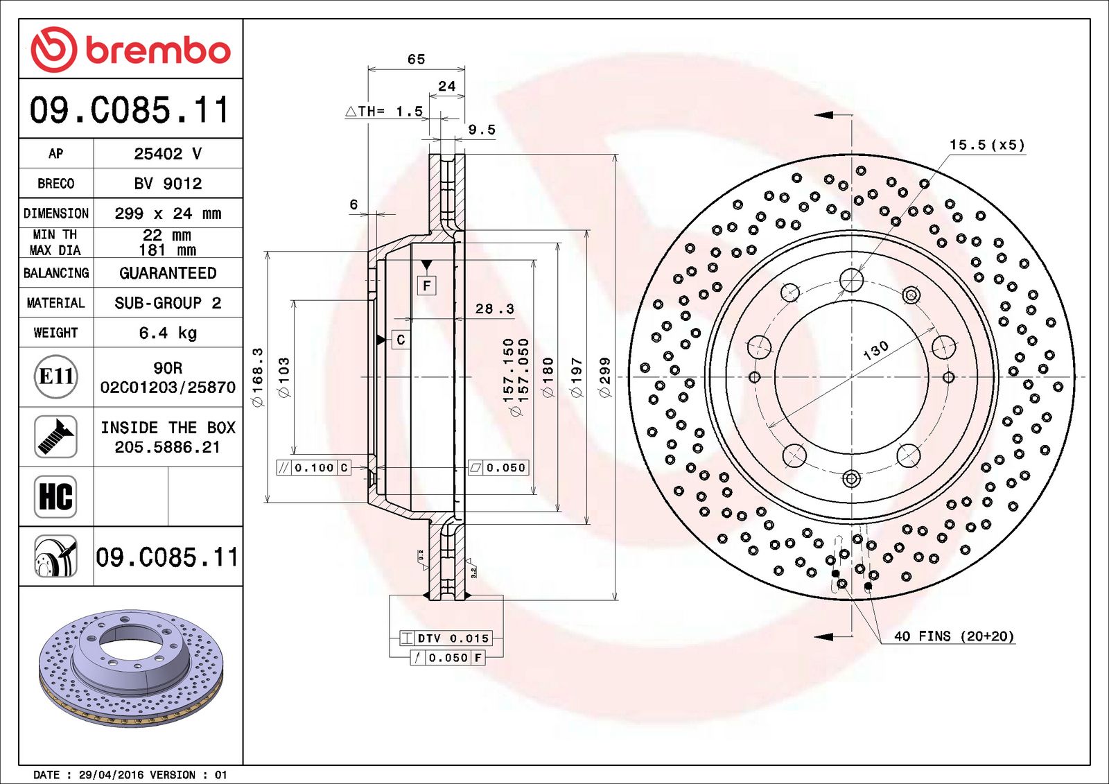 PRIME UV Coated Rear Disc Brake Rotor - 09.C085.11_06