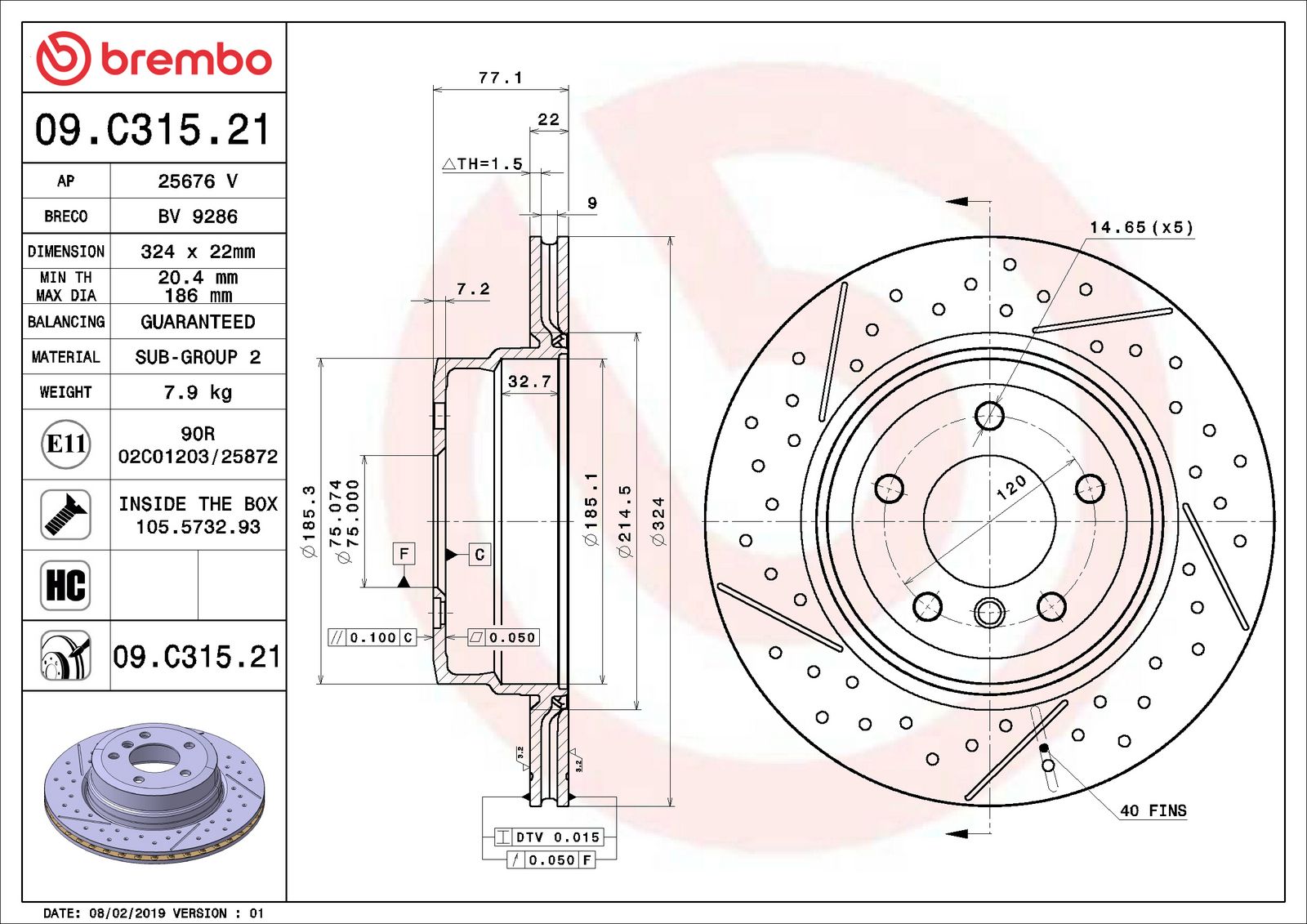 PRIME UV Coated Rear Disc Brake Rotor - 09.C315.21_06