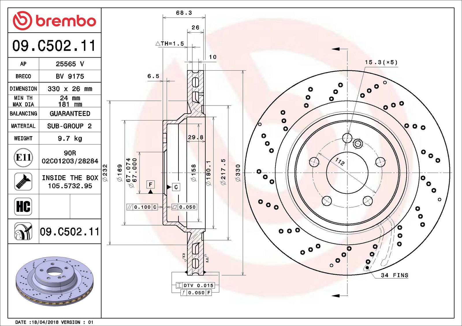 PRIME UV Coated Rear Disc Brake Rotor - 09.C502.11_06