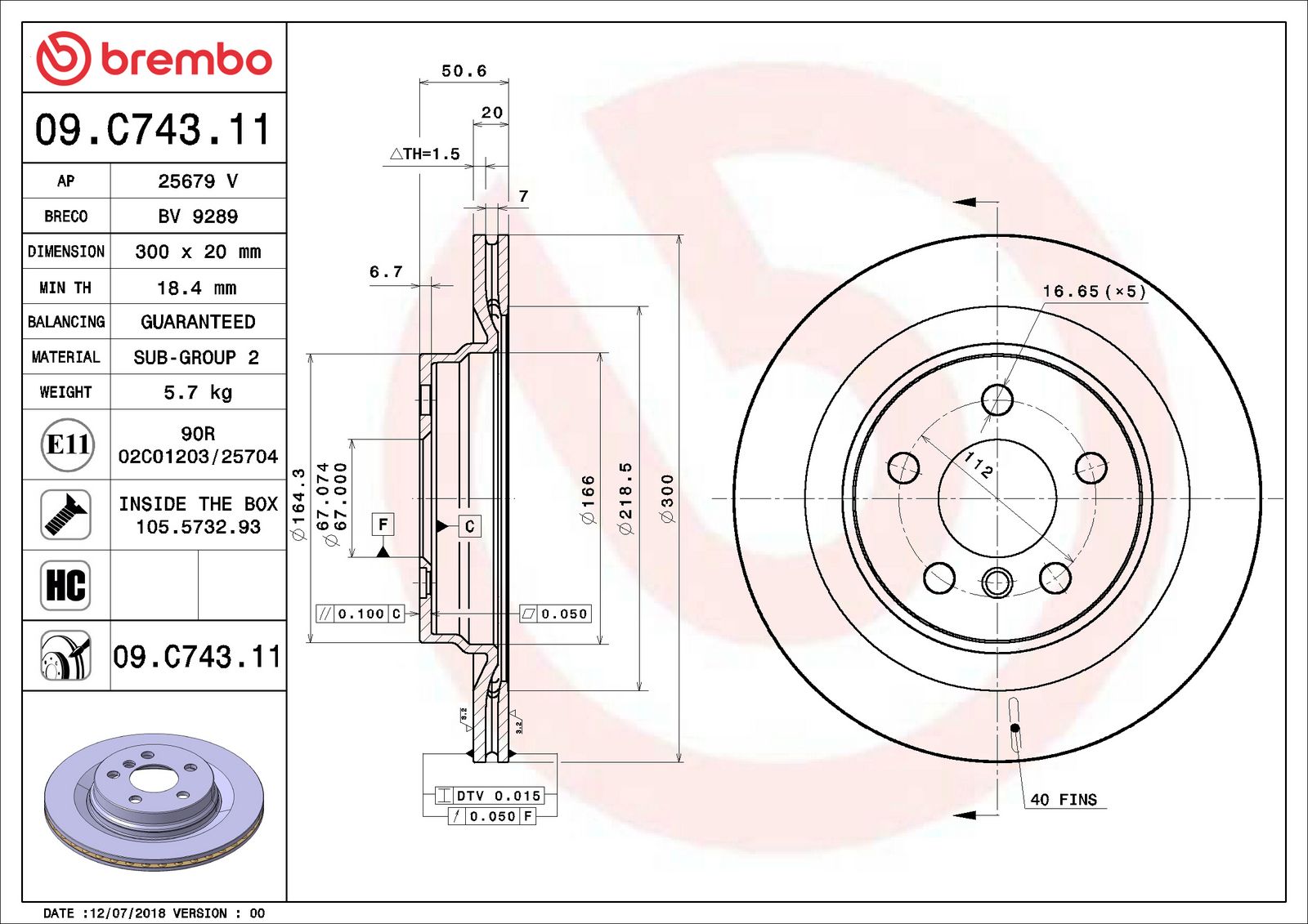 PRIME UV Coated Rear Disc Brake Rotor - 09.C743.11_06