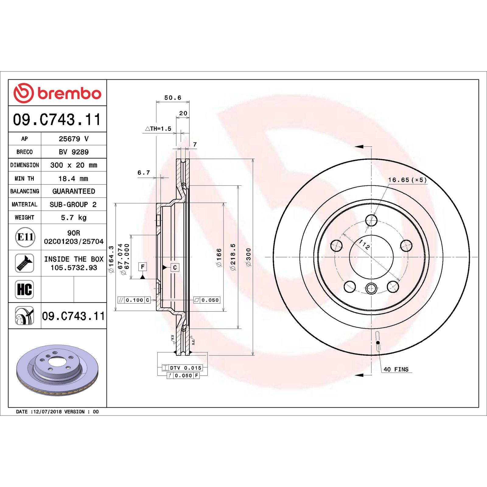 PRIME UV Coated Rear Disc Brake Rotor - 09.C743.11_06