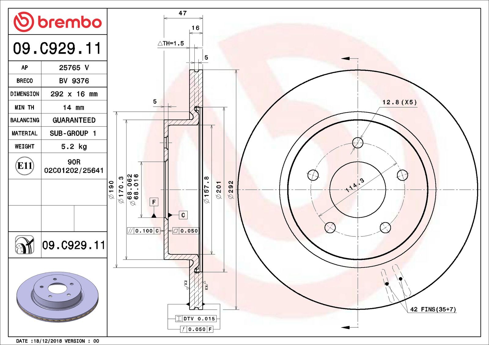 PRIME UV Coated Rear Disc Brake Rotor - 09.C929.11_06