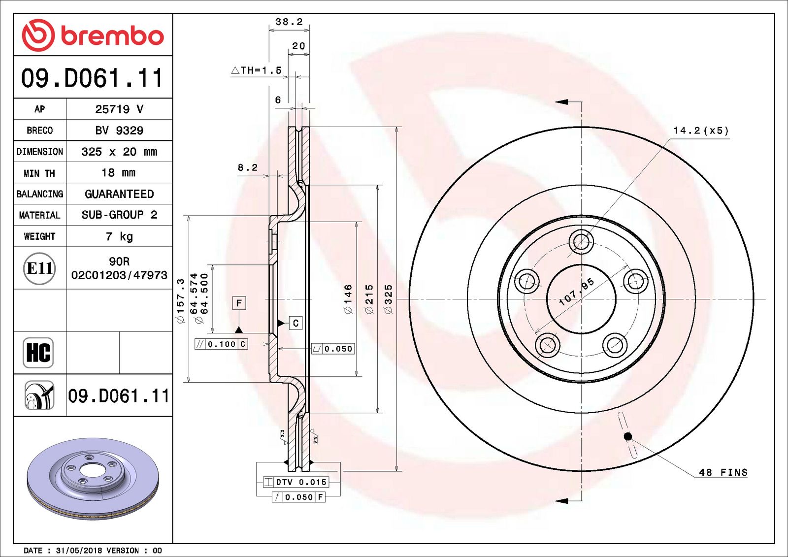 PRIME UV Coated Rear Disc Brake Rotor - 09.D061.11_06