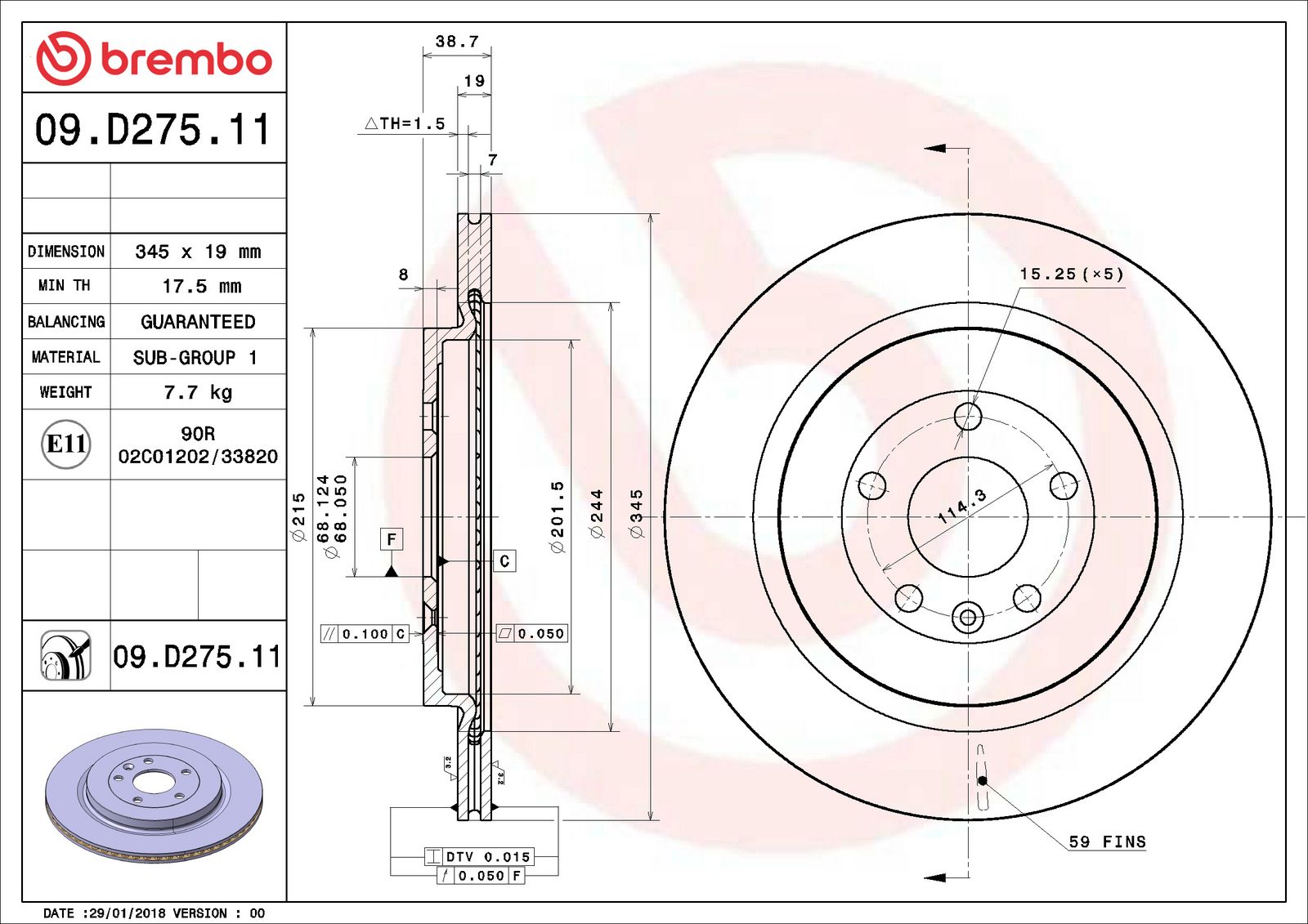 PRIME UV Coated Rear Disc Brake Rotor - 09.D275.11_06