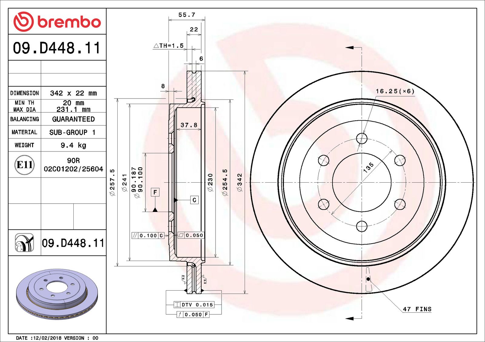PRIME UV Coated Rear Disc Brake Rotor - 09.D448.11_06