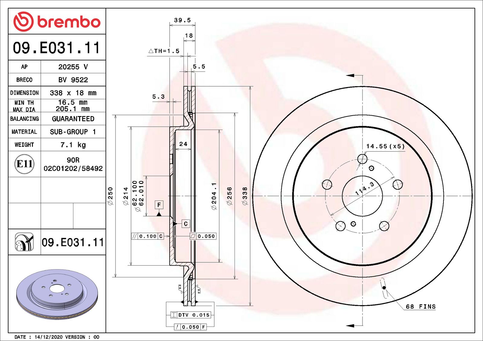 PRIME UV Coated Rear Disc Brake Rotor - 09.E031.11_06