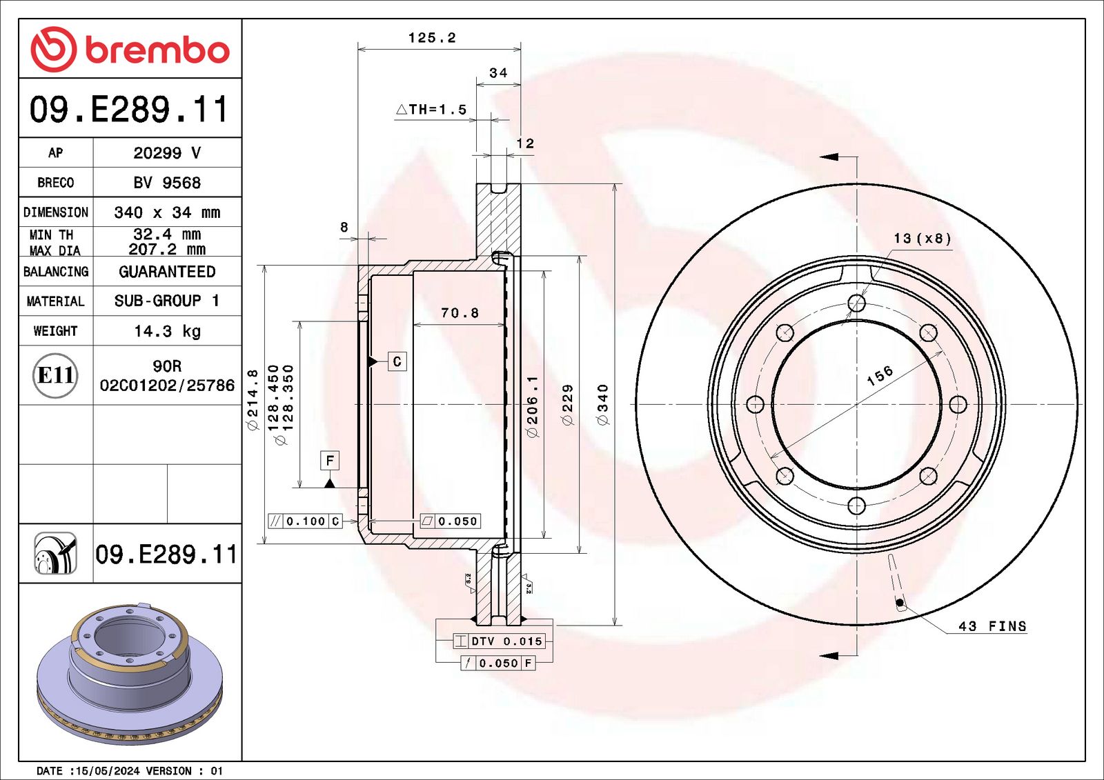 PRIME UV Coated Rear Disc Brake Rotor - 09.E289.11_01