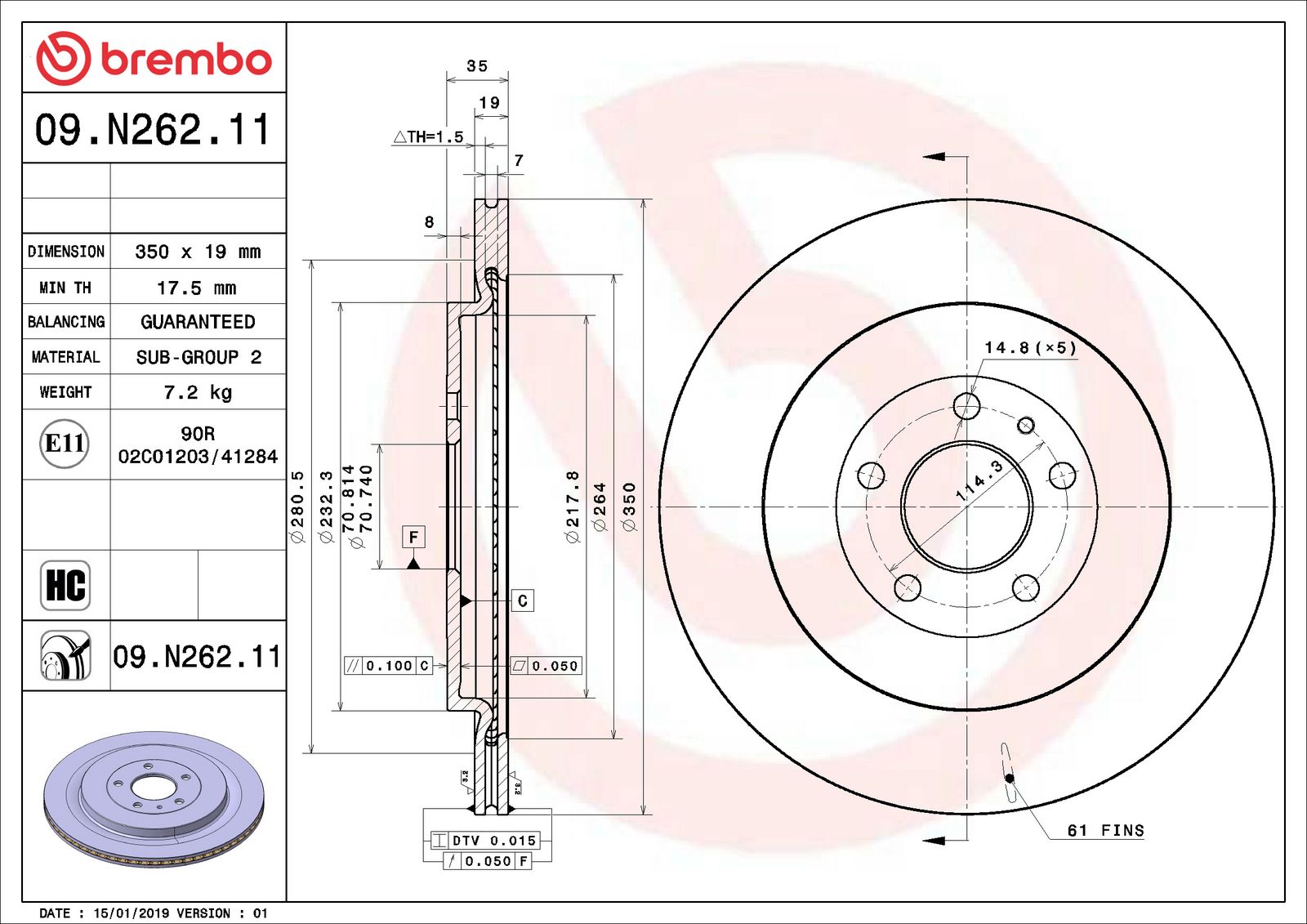 PRIME UV Coated Rear Disc Brake Rotor - 09.N262.11_06