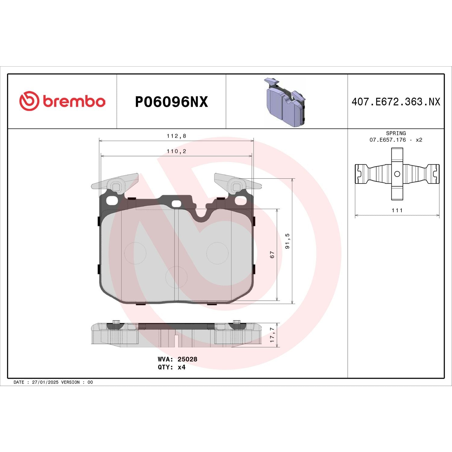XTRA Ceramic Front Disc Brake Pad Set - P06096NX_01