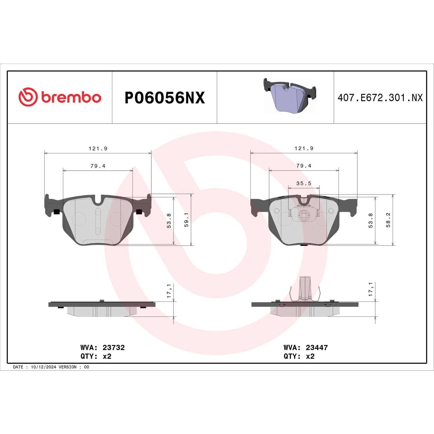 XTRA Ceramic Rear Disc Brake Pad Set - P06056NX_04