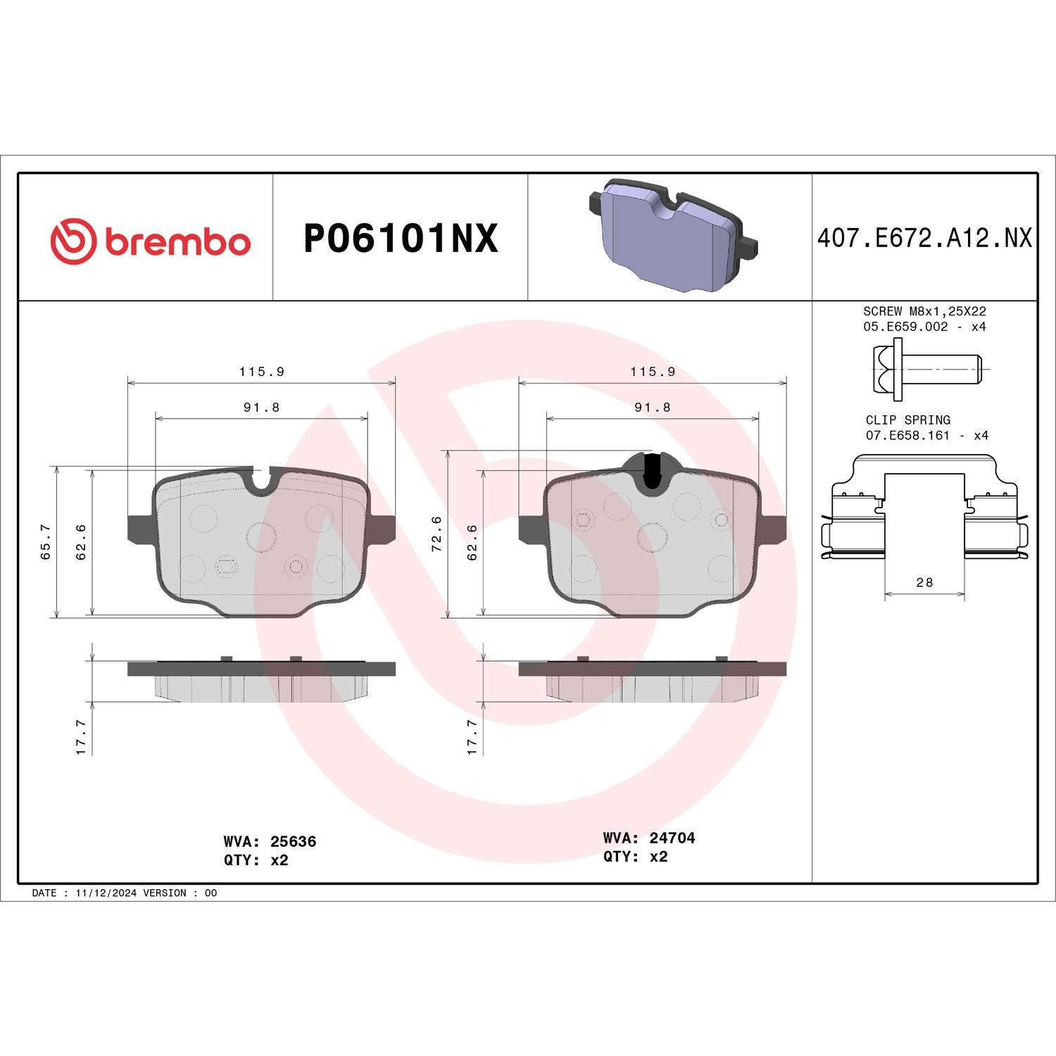 XTRA Ceramic Rear Disc Brake Pad Set - P06101NX_01