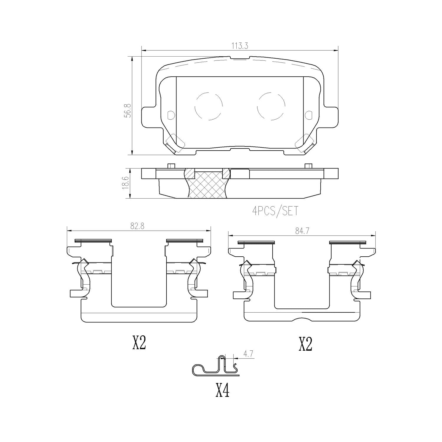 XTRA Ceramic Rear Disc Brake Pad Set - P18038NX_01