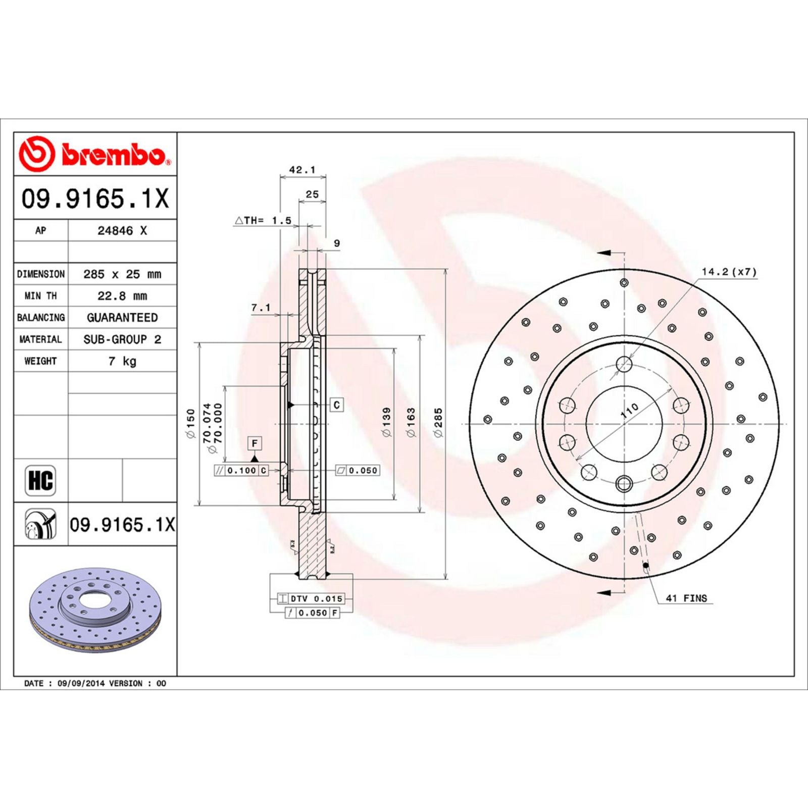 XTRA Drilled Front Disc Brake Rotor - 09.9165.1X_06