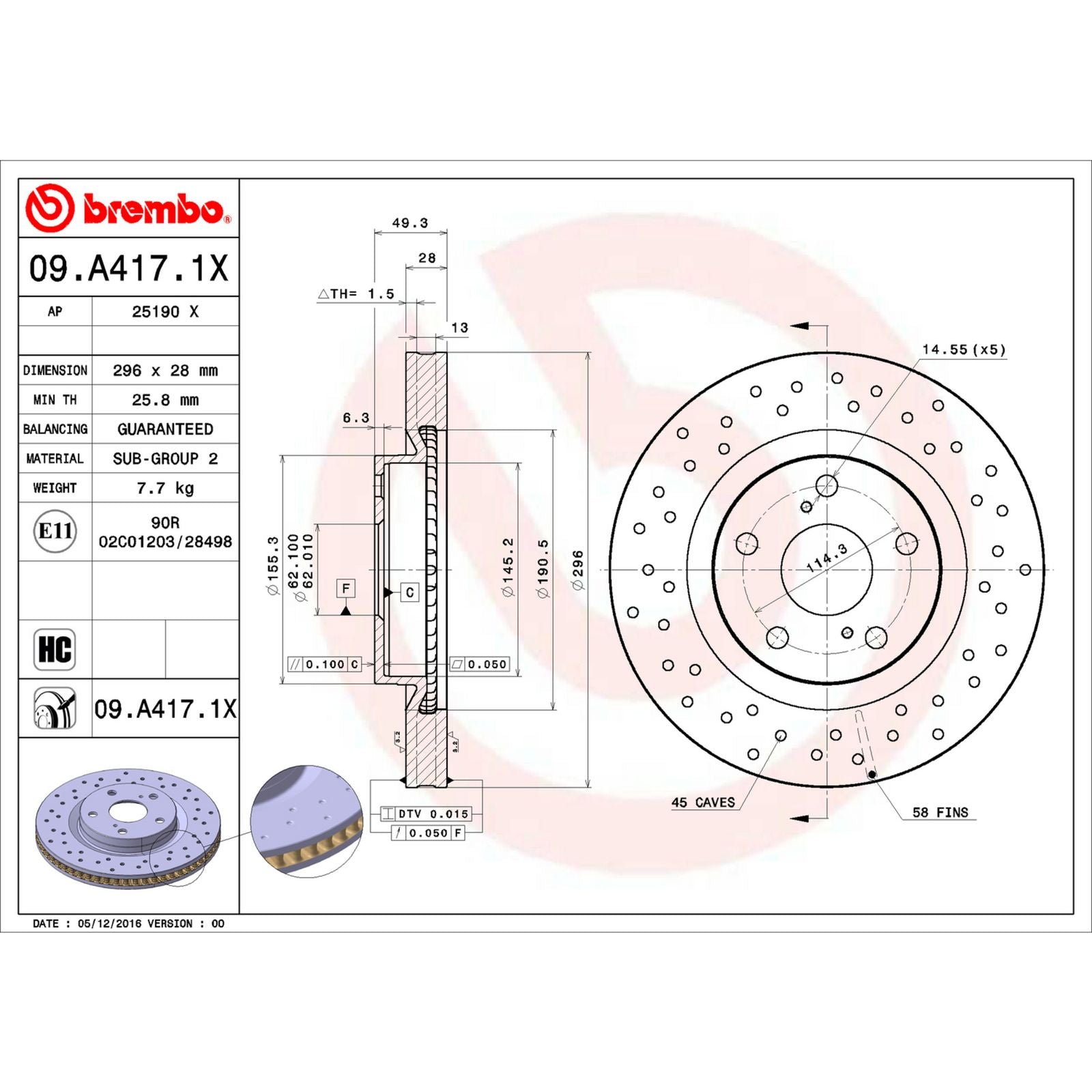 XTRA Drilled Front Disc Brake Rotor - 09.A417.1X_06