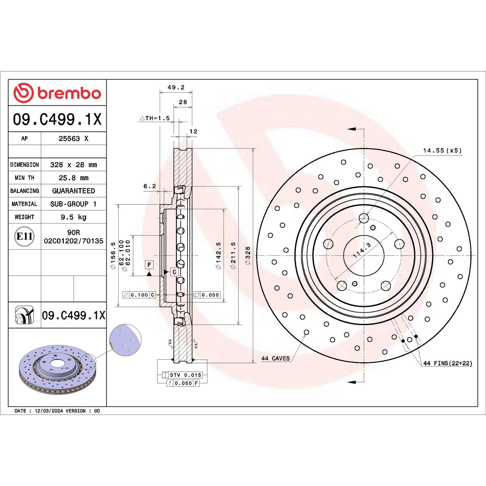 XTRA Drilled Front Disc Brake Rotor - 09.C499.1X_04