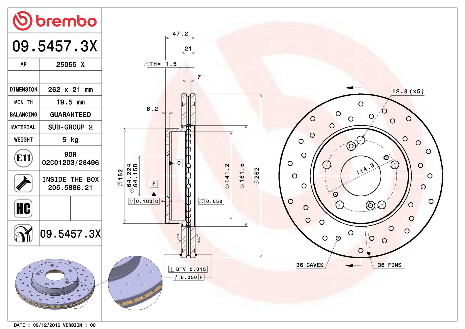 XTRA Front Disc Brake Rotor - 09.5457.3X_06