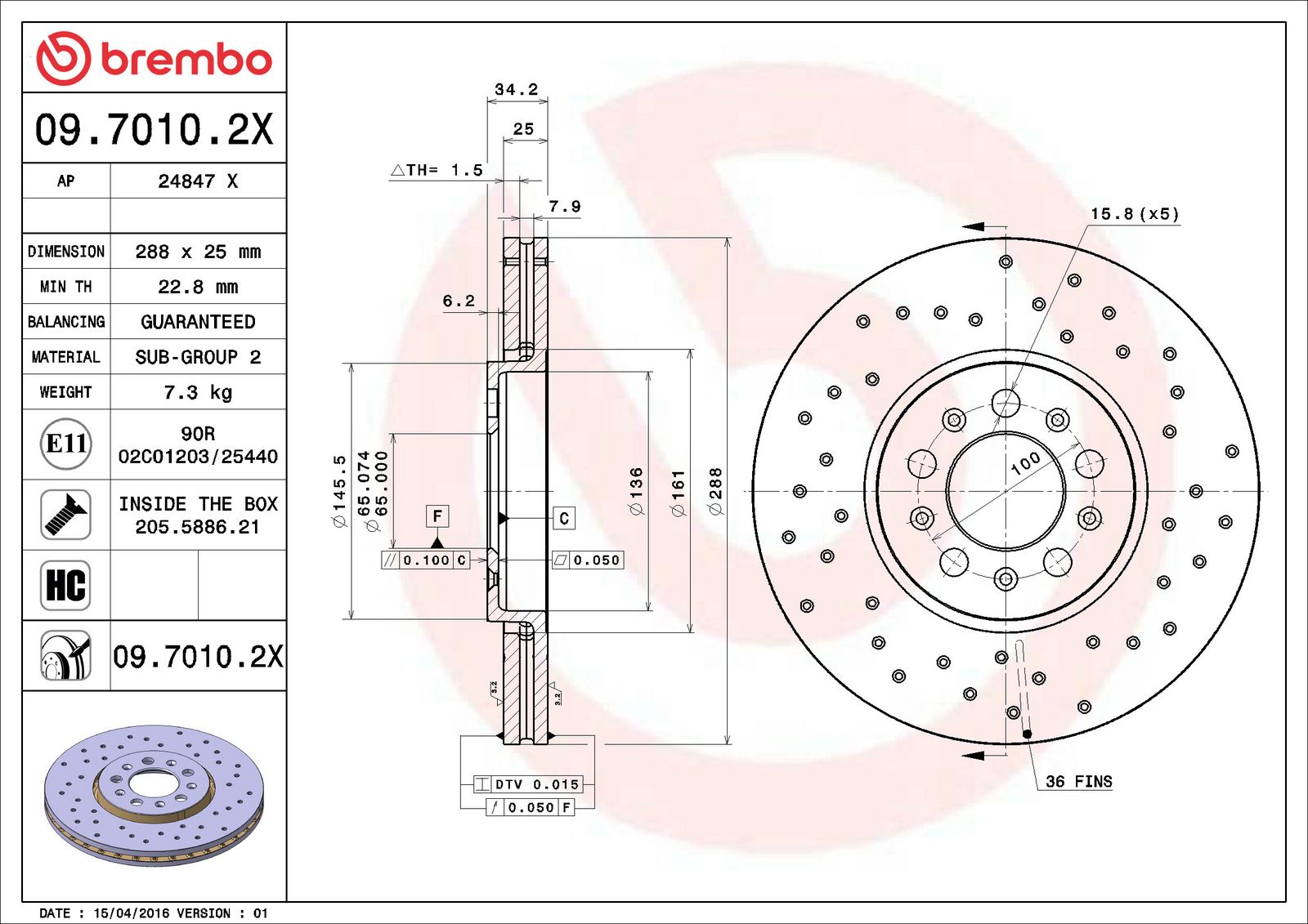 XTRA Front Disc Brake Rotor - 09.7010.2X_06