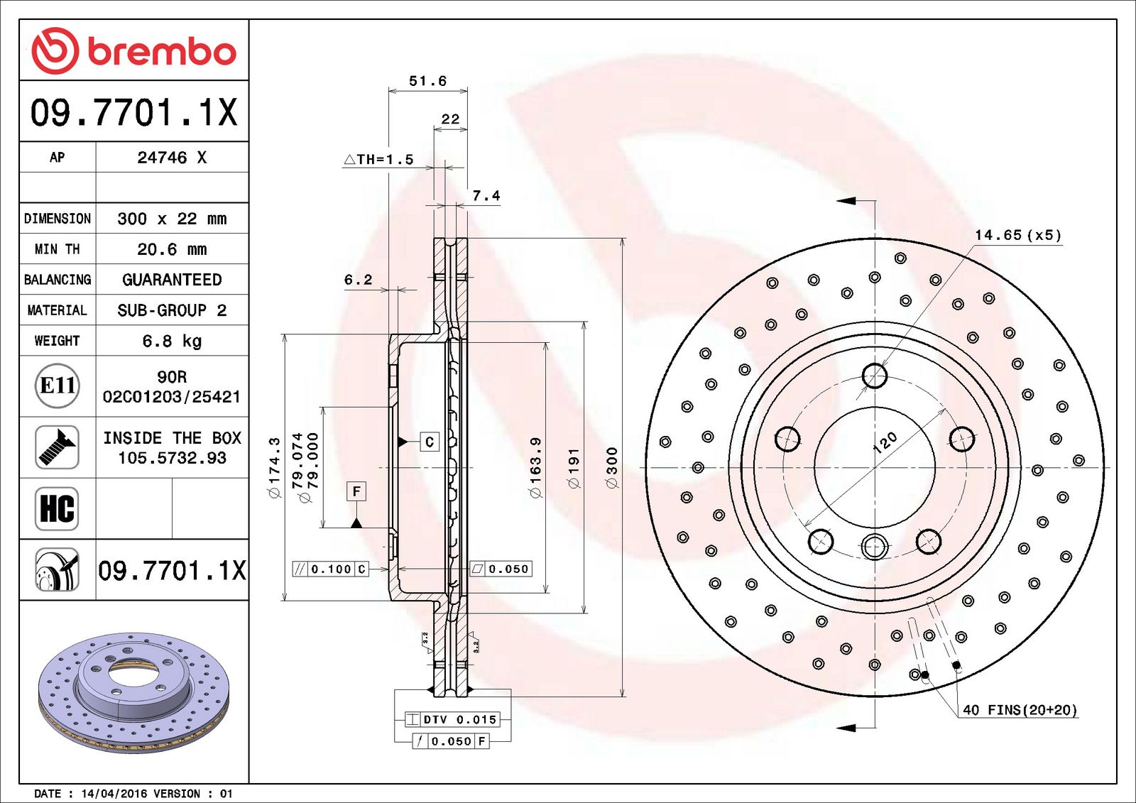 XTRA Front Disc Brake Rotor - 09.7701.1X_06