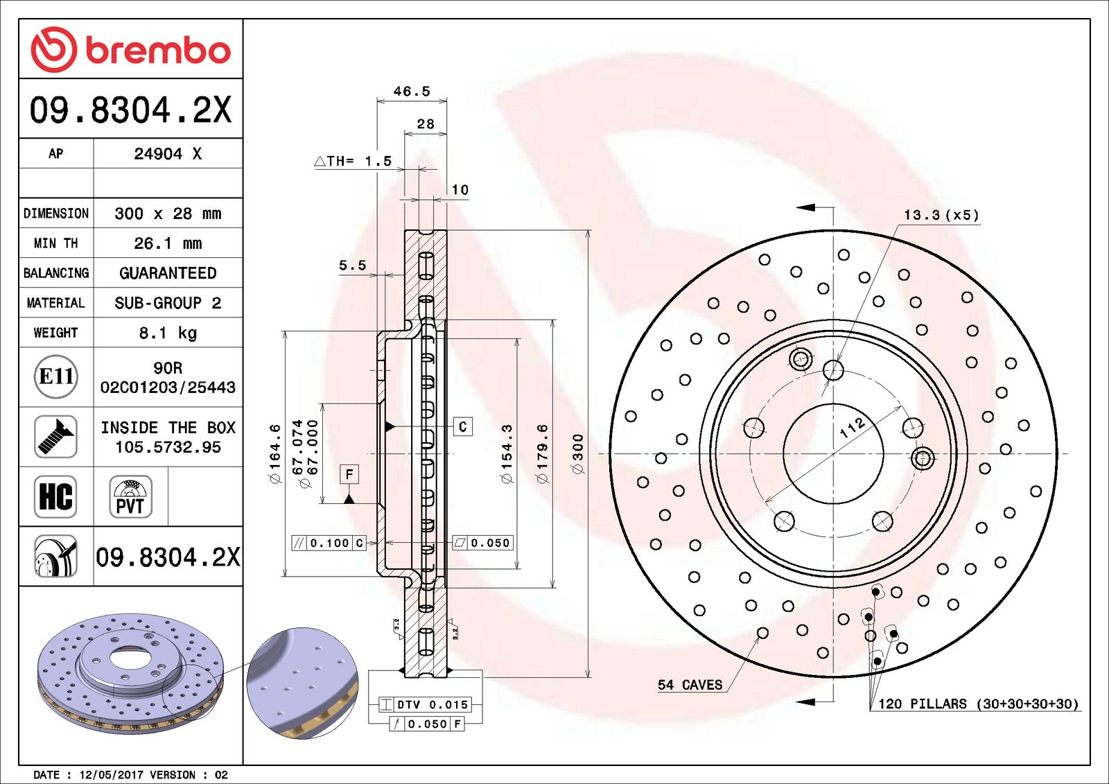 XTRA Front Disc Brake Rotor - 09.8304.2X_06