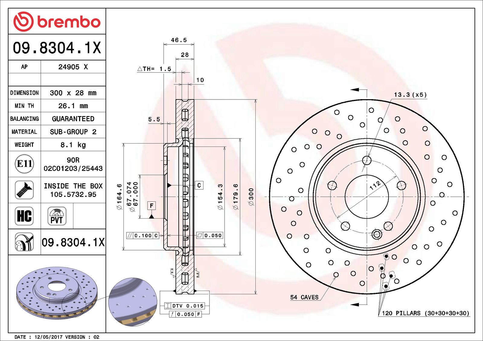 XTRA Front Disc Brake Rotor - 09.8304.1X_06