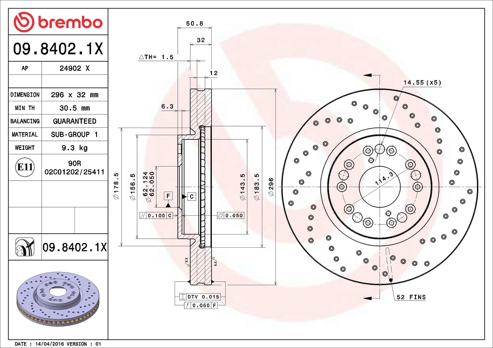 XTRA Front Disc Brake Rotor - 09.8402.1X_05