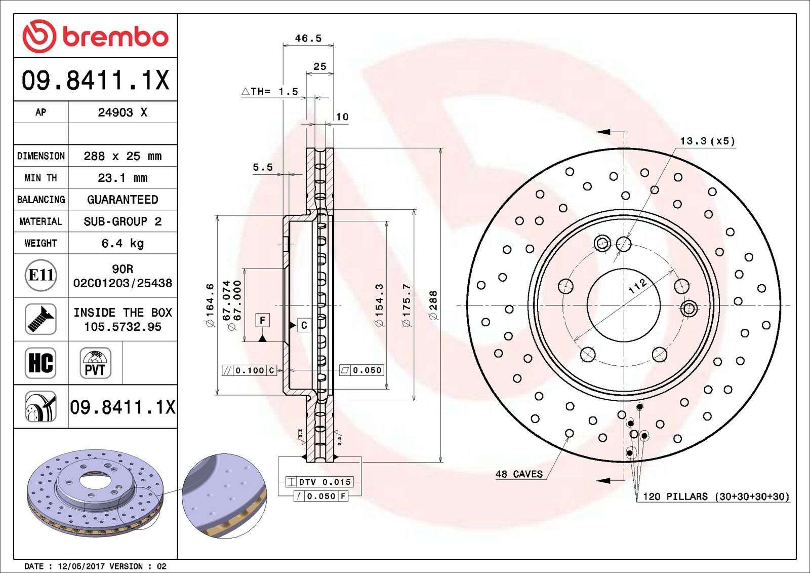 XTRA Front Disc Brake Rotor - 09.8411.1X_06