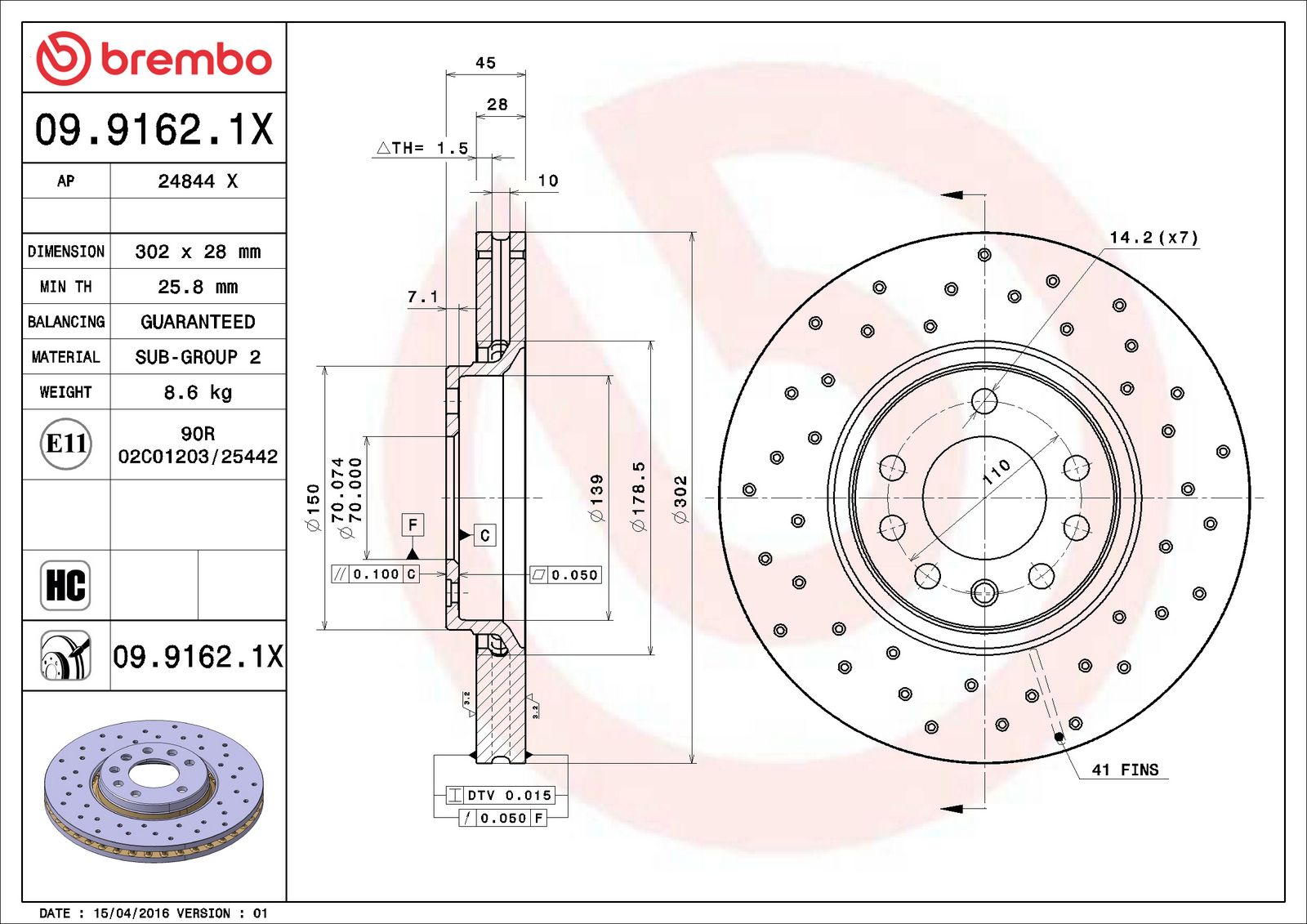 XTRA Front Disc Brake Rotor - 09.9162.1X_06