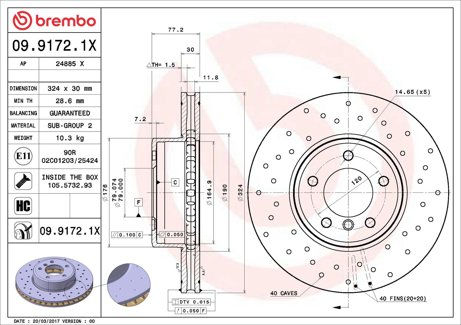 XTRA Front Disc Brake Rotor - 09.9172.1X_06