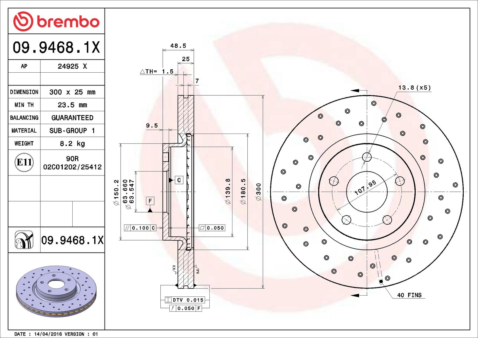 XTRA Front Disc Brake Rotor - 09.9468.1X_05