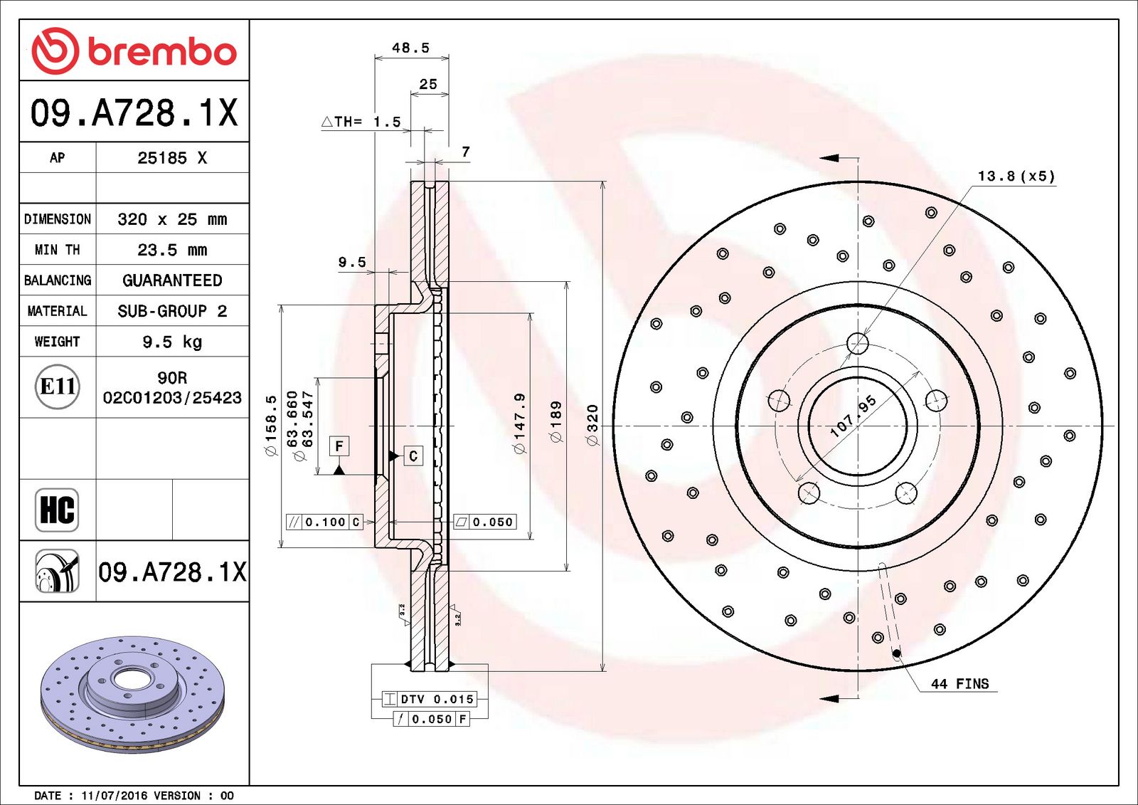 XTRA Front Disc Brake Rotor - 09.A728.1X_06
