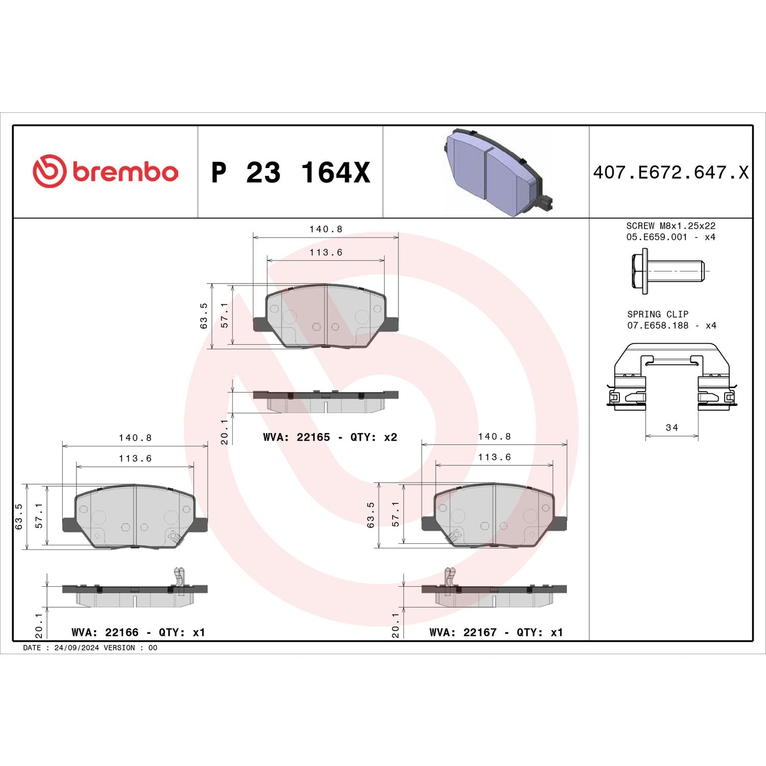 XTRA Low-Met Front Disc Brake Pad Set - P23164X_04