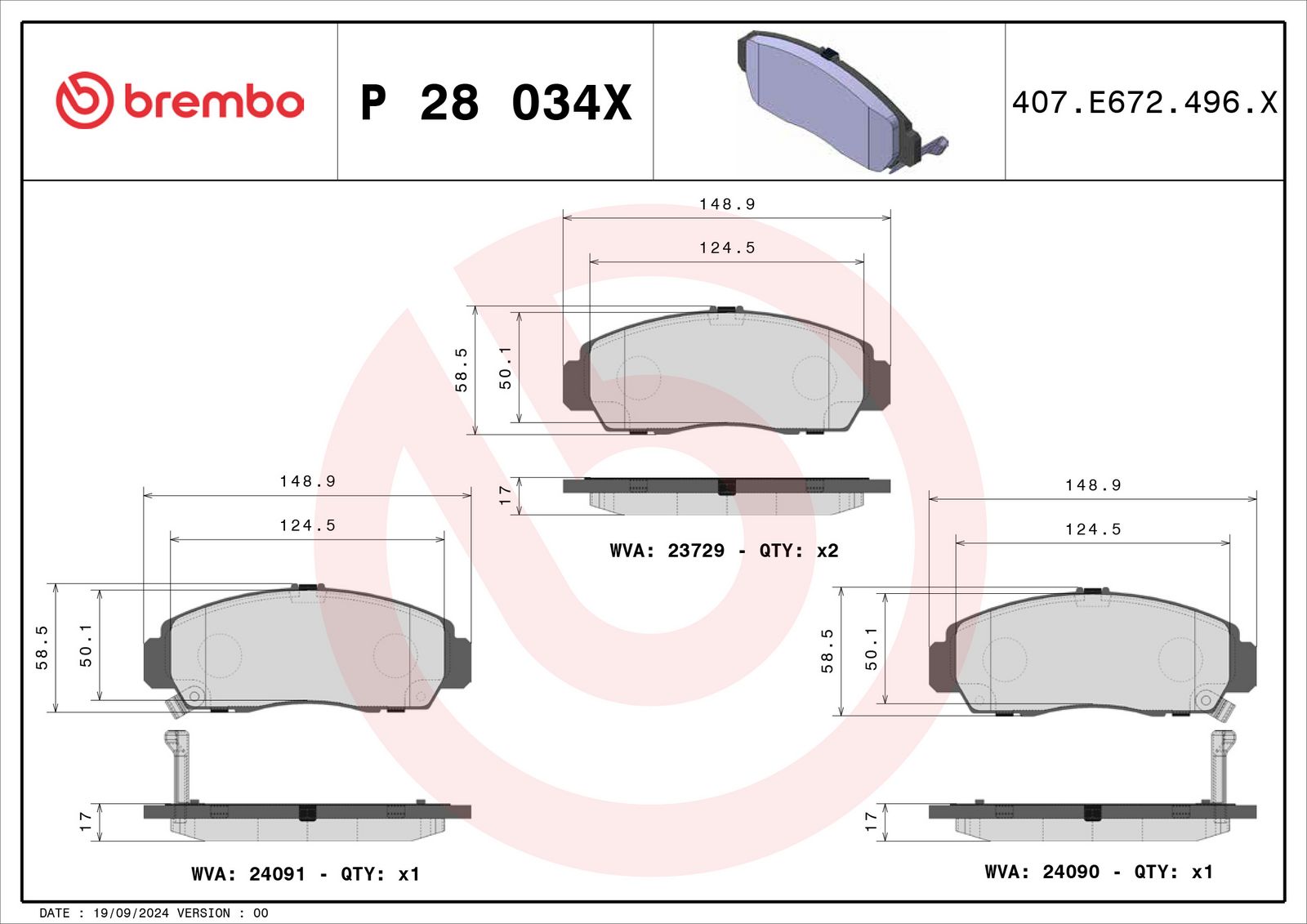 XTRA Low-Met Front Disc Brake Pad Set - P28034X_04