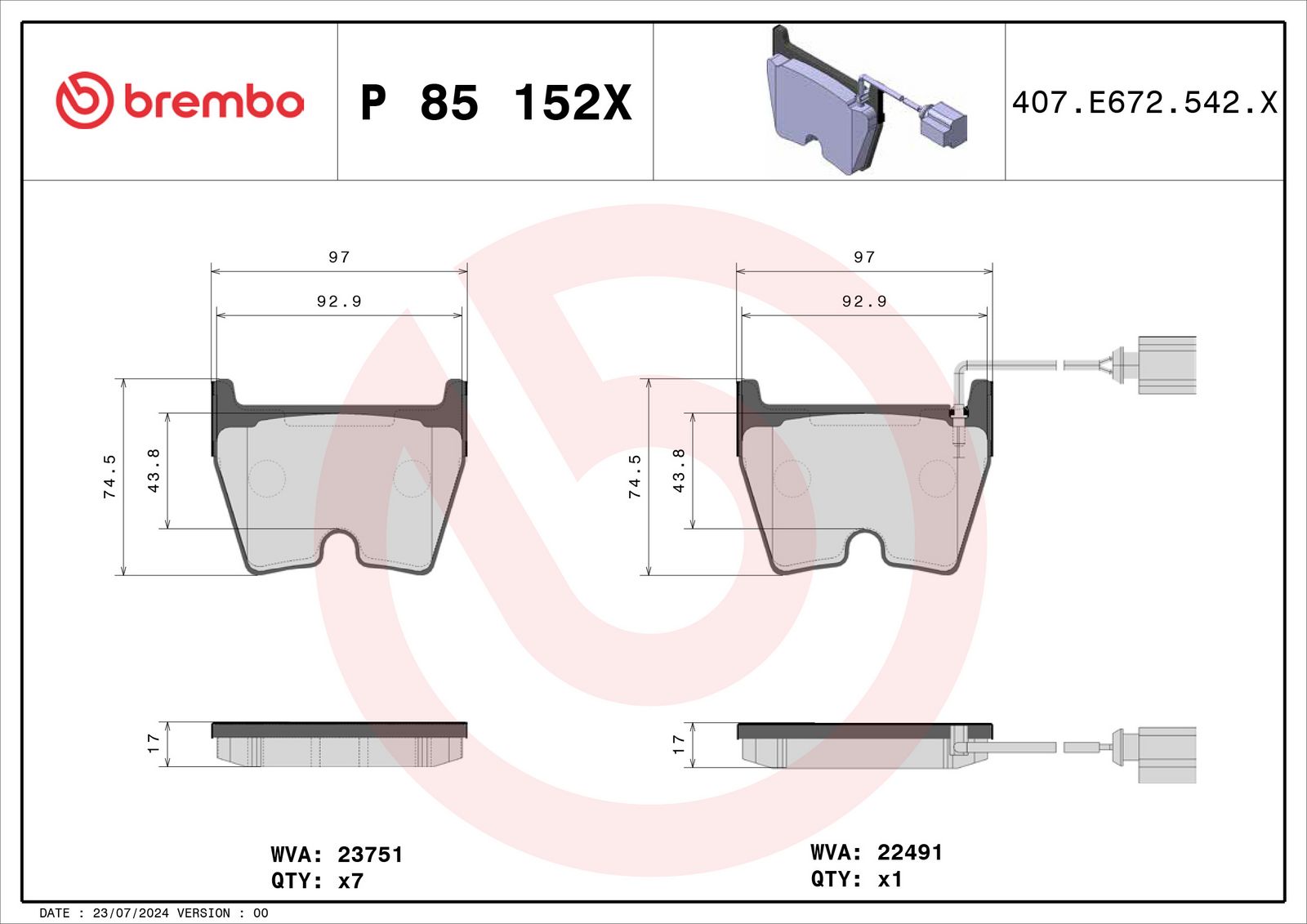 XTRA Low-Met Front Disc Brake Pad Set - P85152X_04