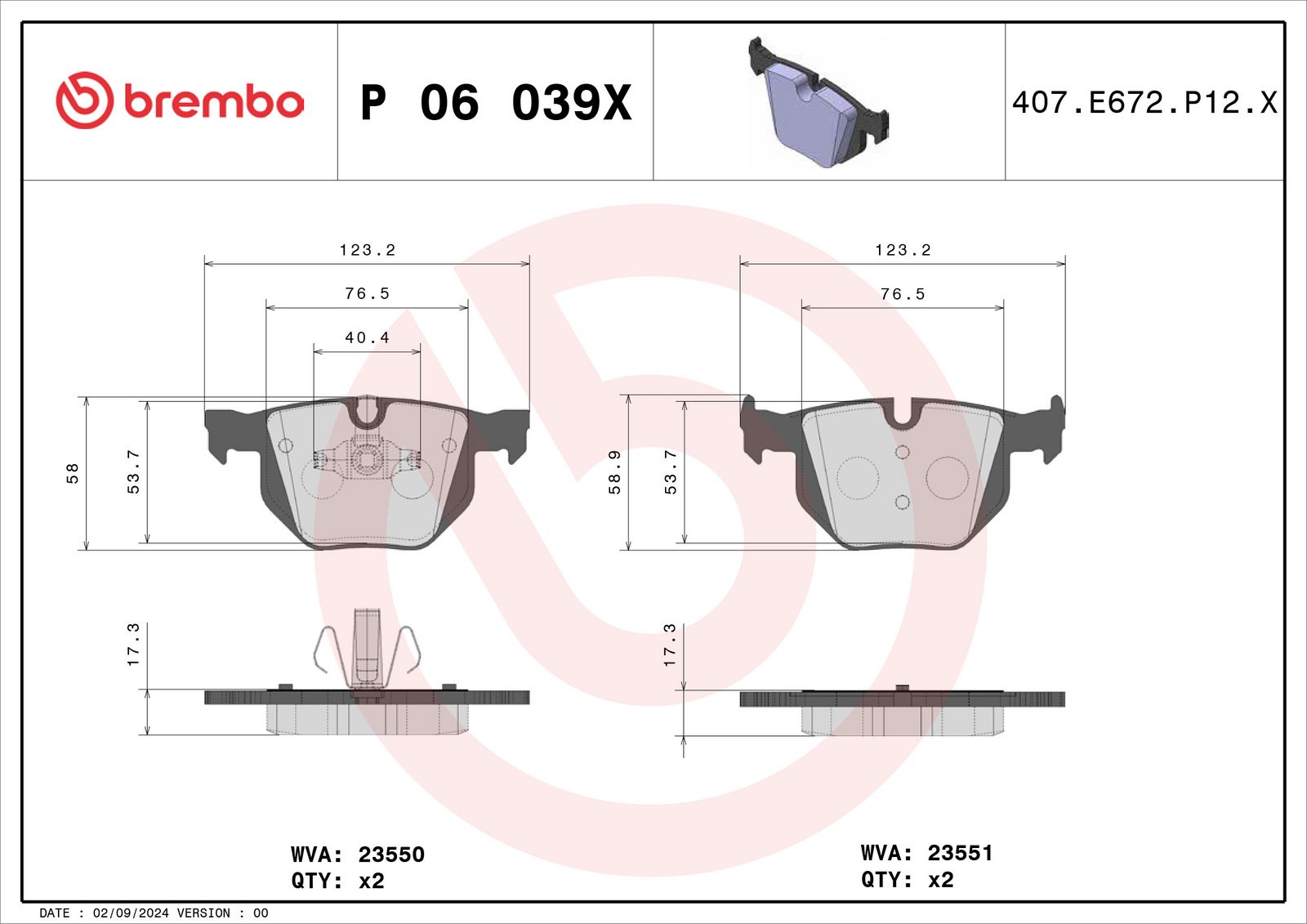 XTRA Low-Met Rear Disc Brake Pad Set - P06039X_04