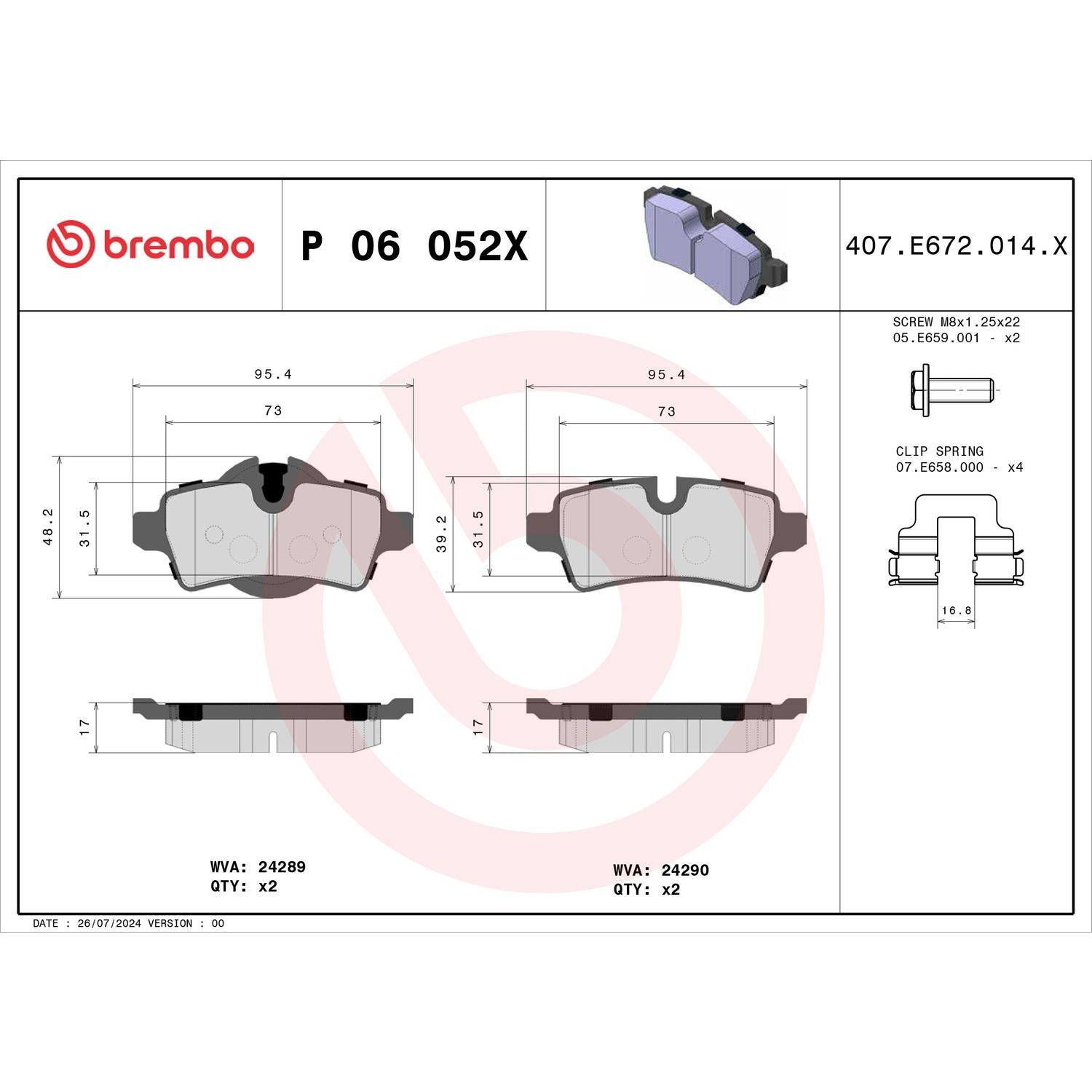 XTRA Low-Met Rear Disc Brake Pad Set - P06052X_04