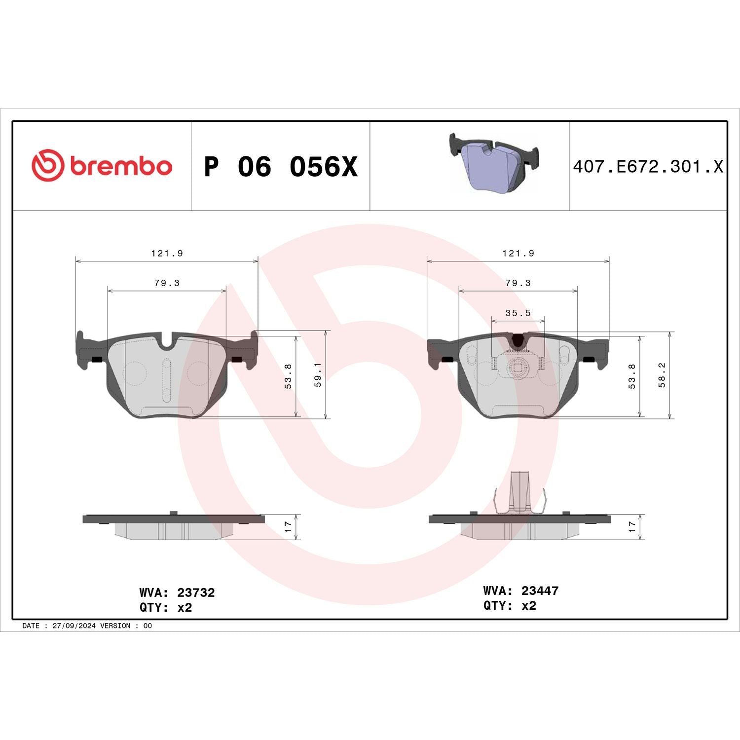 XTRA Low-Met Rear Disc Brake Pad Set - P06056X_04
