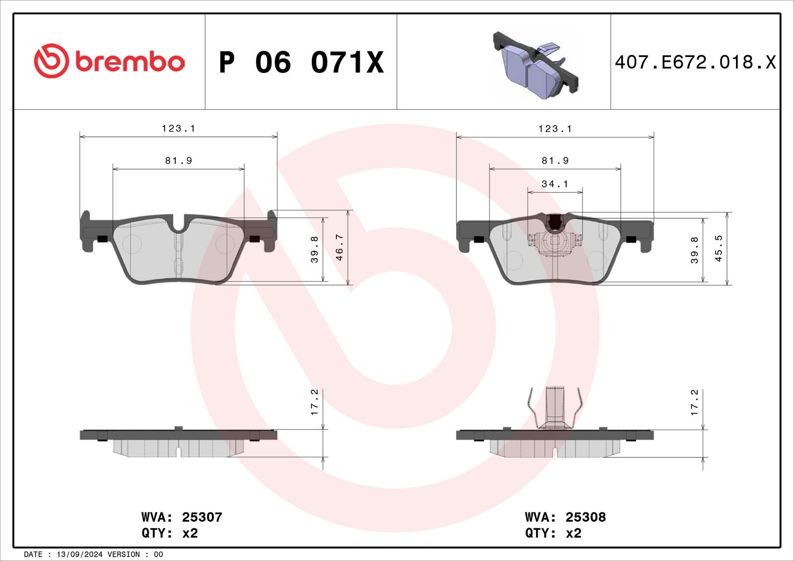 XTRA Low-Met Rear Disc Brake Pad Set - P06071X_04