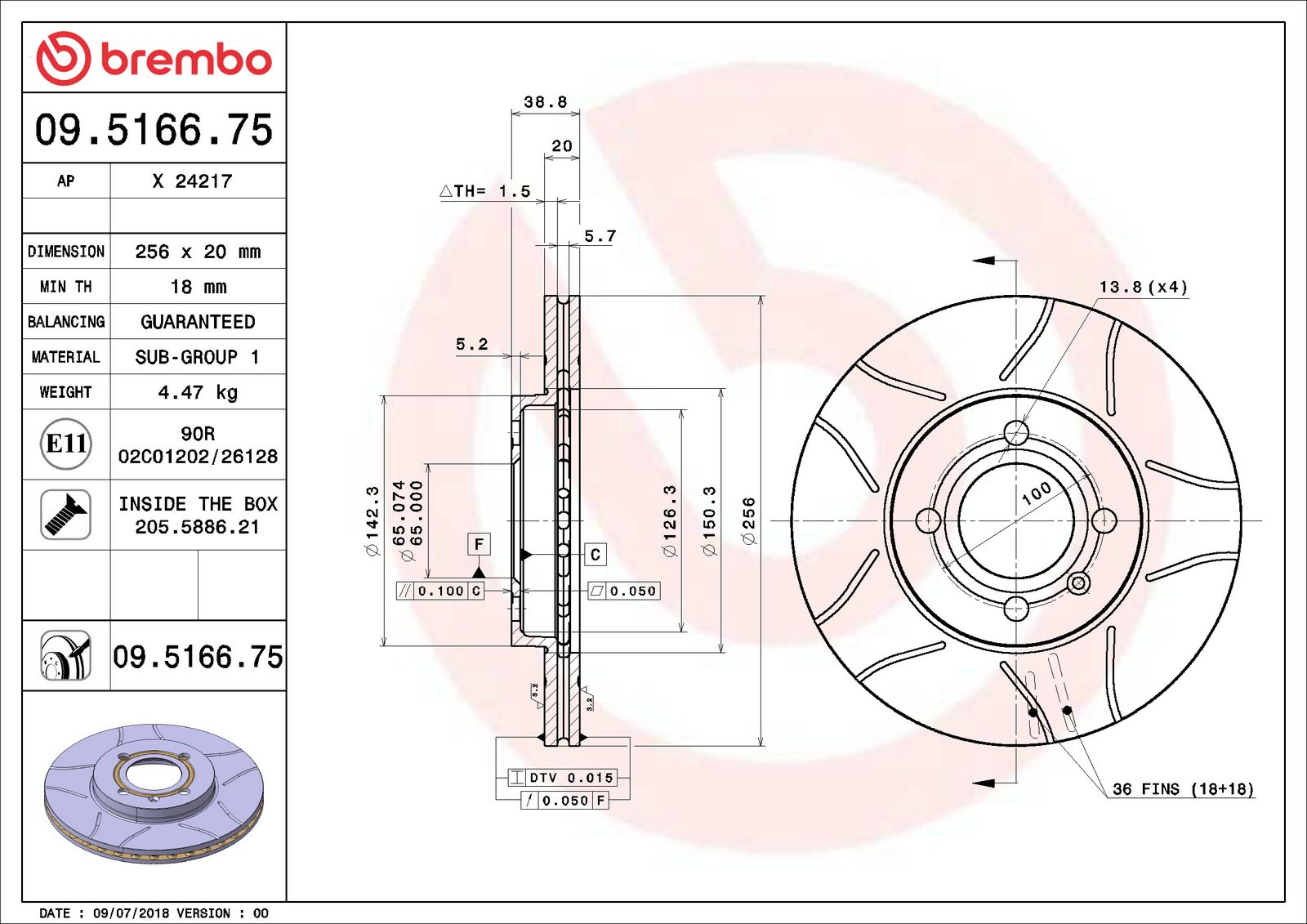 XTRA Max Slotted Front Disc Brake Rotor - 09.5166.75_01