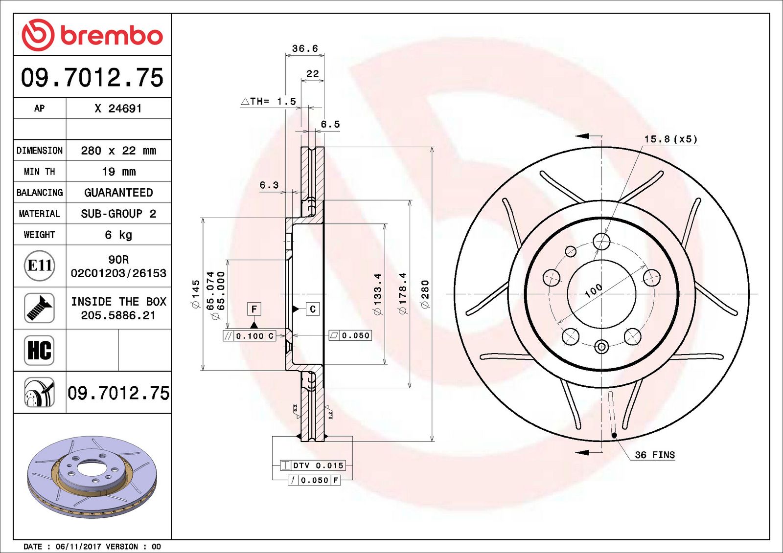 XTRA Max Slotted Front Disc Brake Rotor - 09.7012.75_01