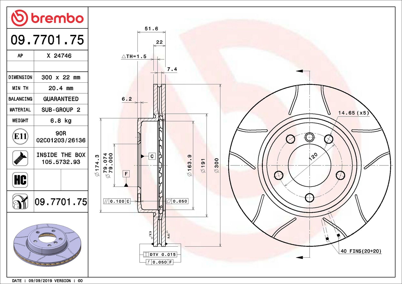 XTRA Max Slotted Front Disc Brake Rotor - 09.7701.75_02