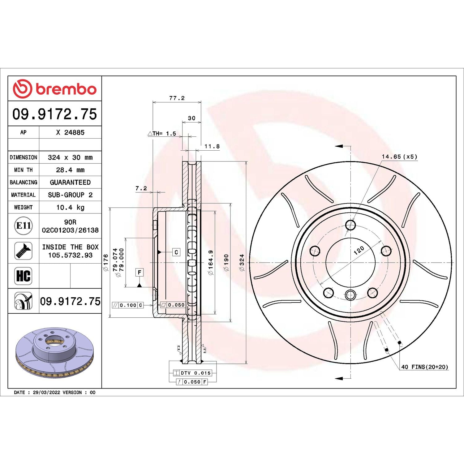 XTRA Max Slotted Front Disc Brake Rotor - 09.9172.75_02
