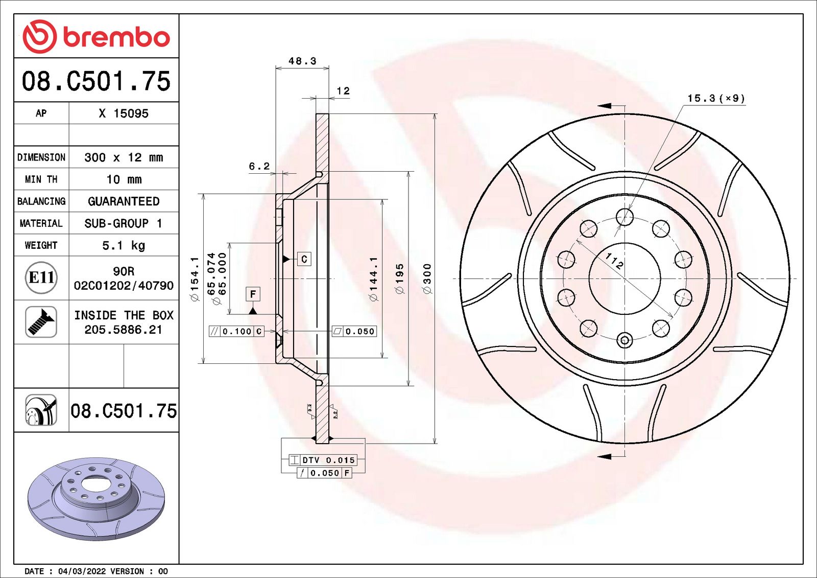 XTRA Max Slotted Rear Disc Brake Rotor - 08.C501.75_02