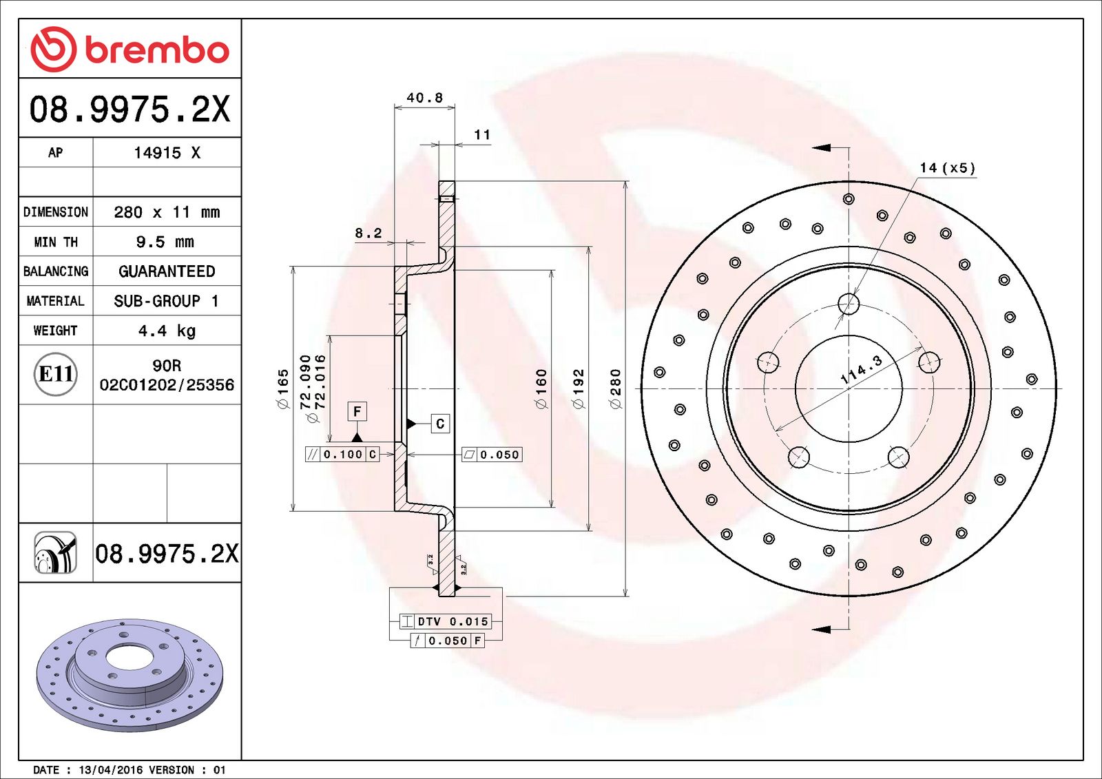 XTRA Rear Disc Brake Rotor - 08.9975.2X_06