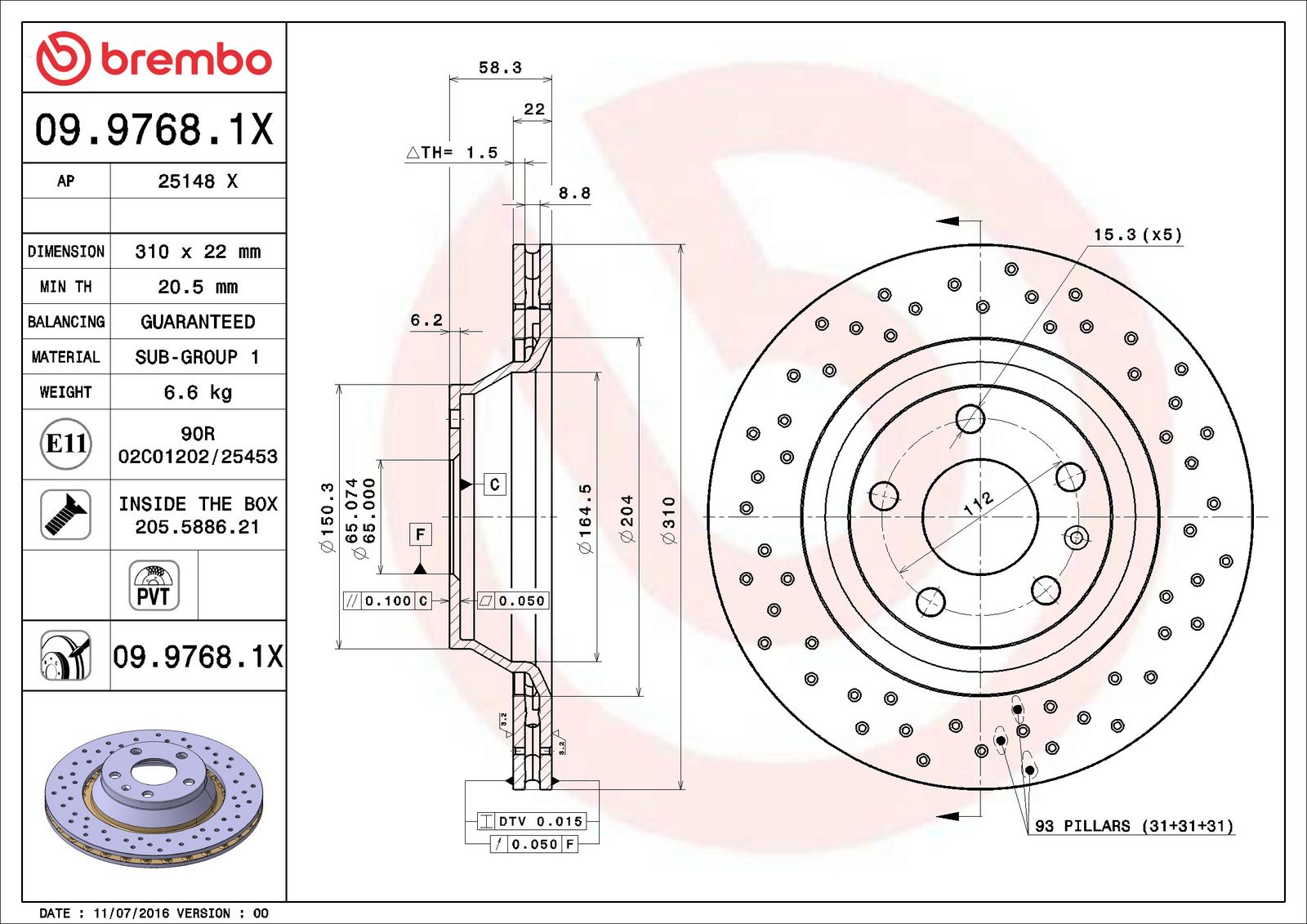 XTRA Rear Disc Brake Rotor - 09.9768.1X_06